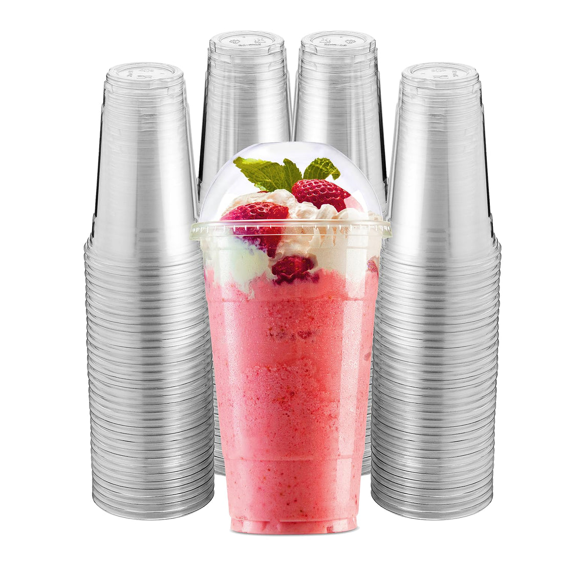 Green Direct 20 oz. Plastic Clear Disposable Drinking Cups With Lids for Ice coffee, Bubble Boba Tea Cups Pack of 100