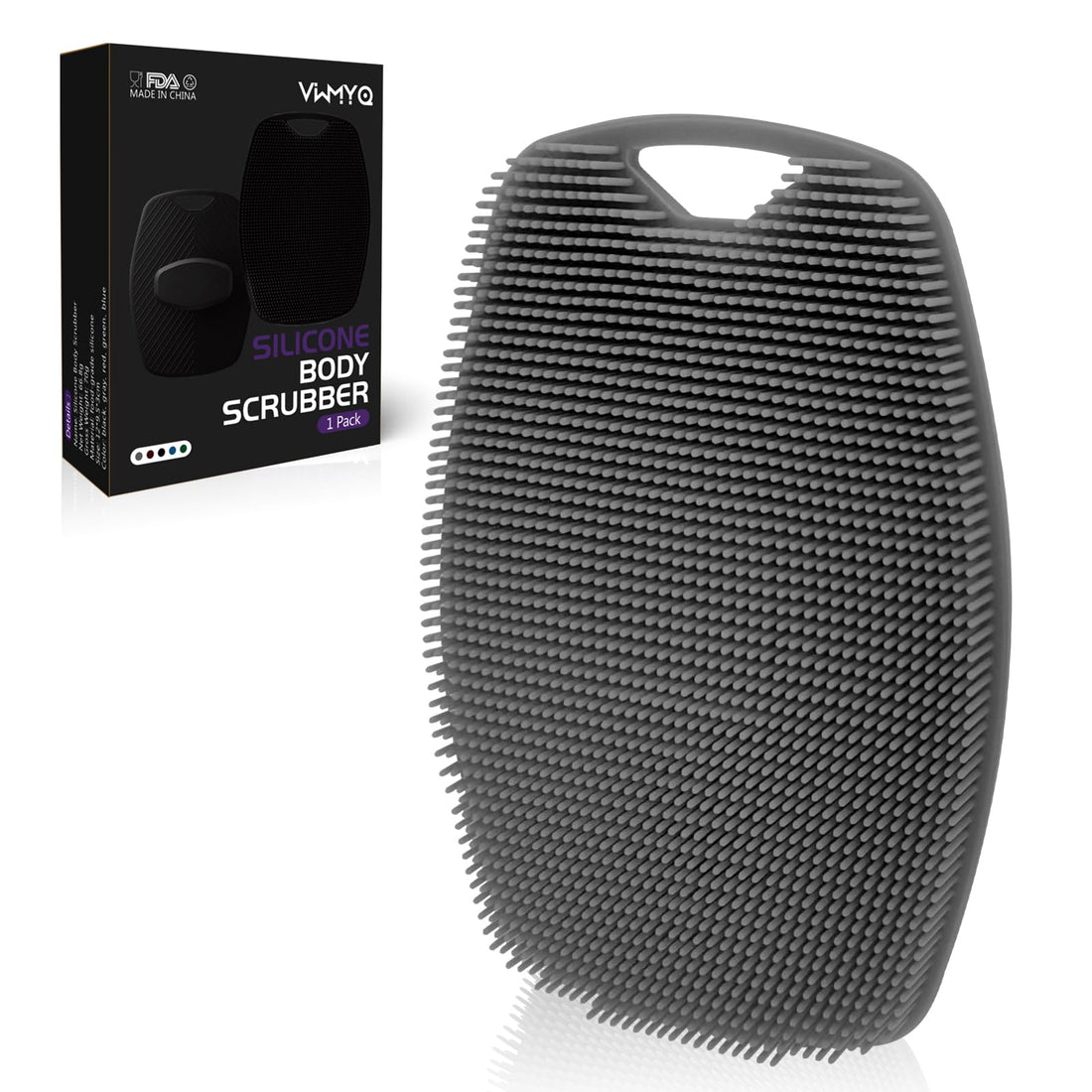 Soft Silicone Body Scrubber for men,Premium Silicone Scrubber for Nourishing Cleaning & Exfoliating Your Skin Lather Boosting Bristles with Ergonomic No-Slip Handle, Long-Lasting & Easy to Clean(gray)