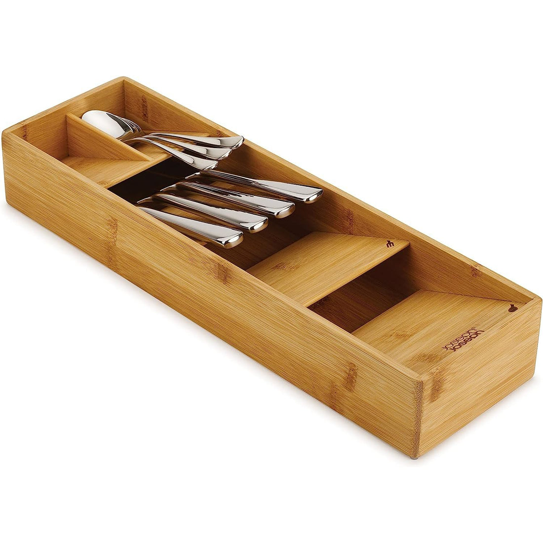 ALMEKAQUZ Silverware Drawer Organizer, Bamboo Drawer Store, Kitchen Utensil Tray Holder Organizer with 5 compartments, Drawer Storage Organization for Flatware, Cutlery, Spoon and Knives