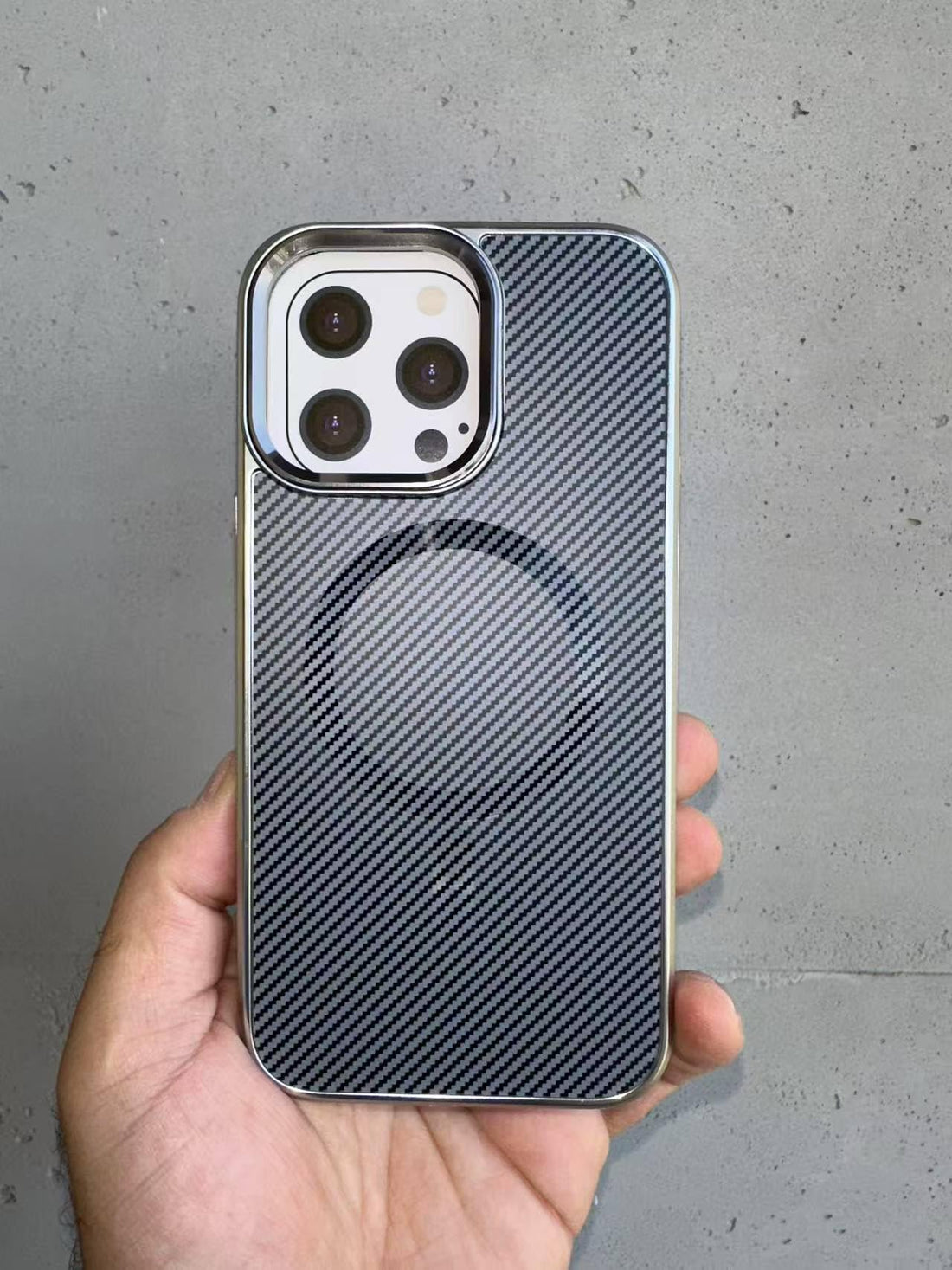 ECO Carbon Fiber Case Compatible with iPhone 13/14, Wireless Charger Support, Luxury Soft Fiber Blend and Metal Camera Frame, Shockproof Anti-Drop, Waterproof, Anti-Fingerprint (Natural Titanium)