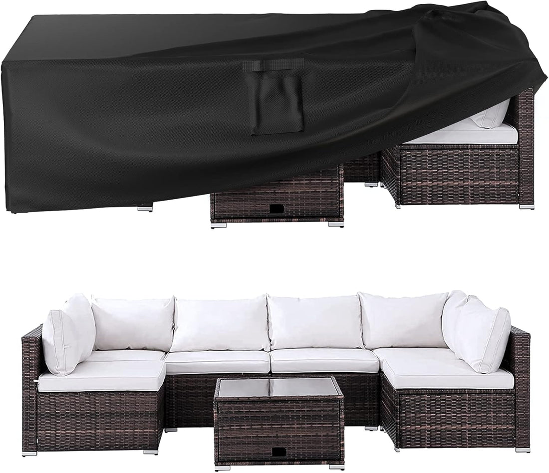 Patio Furniture Waterproof Cover, Heavy Duty Oxford Fabric Outdoor Furniture Cover, Dustproof, UV Protected, For Tables, Chairs, Sofas, Patio Furniture Cover Set(Black, 213x132x74cm)