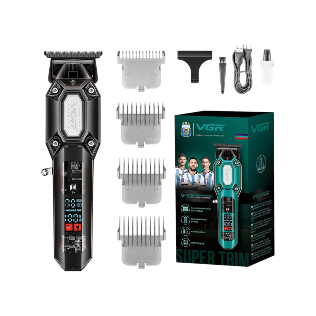 V-900 Professional Men's Razor Ceramic Blades Metalogic Charging and Electricity Runtime 120 Minutes Charging Time 2 Hours USB Charger