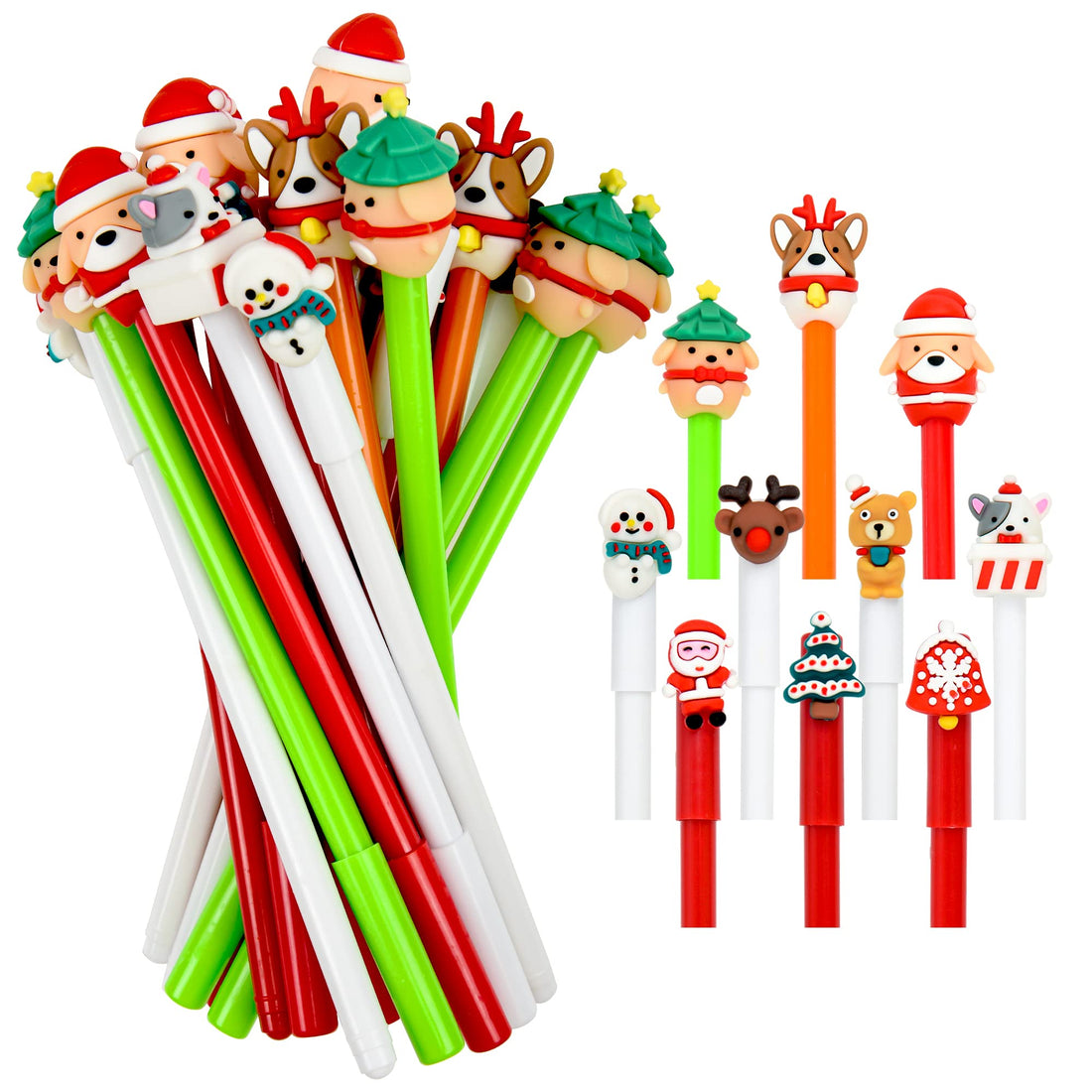 50 Pieces Christmas Gel Ink Pen Novelty Cartoon Christmas Rollerball Pens Xmas Tree Snowman Reindeer Santa Claus Shape Black Gel Ink Pens Christmas Series Pens for School Boys Girls Office Supplies