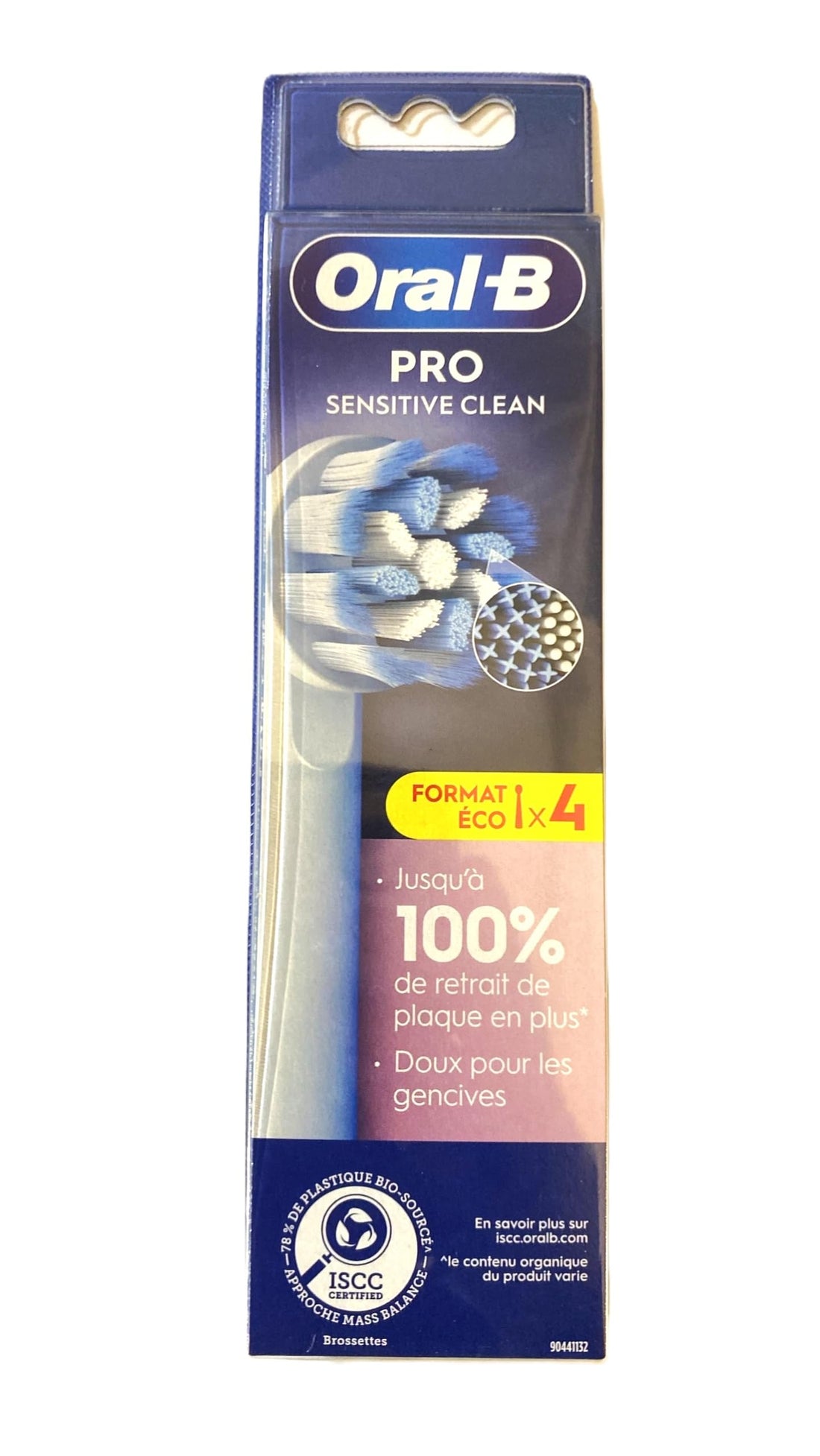 Oral-B Pro Sensitive Clean Electric Toothbrush Head, X-Shaped & Extra Soft Bristles For Gentle Brushing & Plaque Removal, Pack of 4 Toothbrush Heads, White