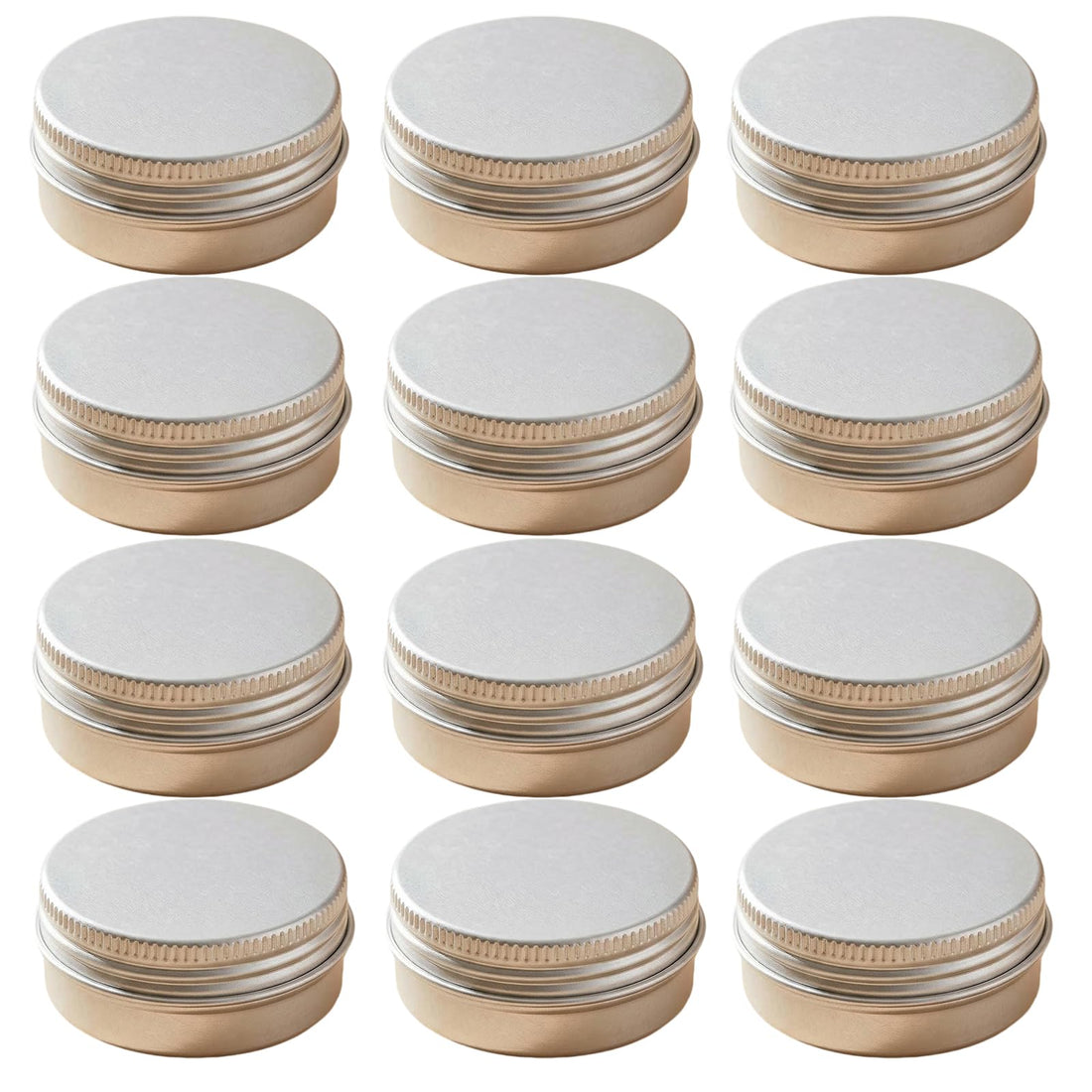 VASANA 12PCS 10g Empty Refill Silver Aluminum Cosmetic Sample Packing Tins with Screw Lids Travel Round Storage Jar for Lip Balm DIY Candles Eye Shadow Powder