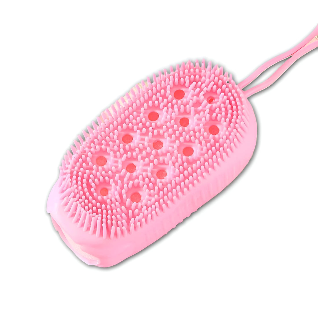 Body Exfoliator - Flexible Silicone Bubble Bath Scrubbing Tool that Provides Smooth Skin Feel, Relaxing SPA Effect, Gentle Dead Skin Removal and Easy Daily Hygiene Care (pink)