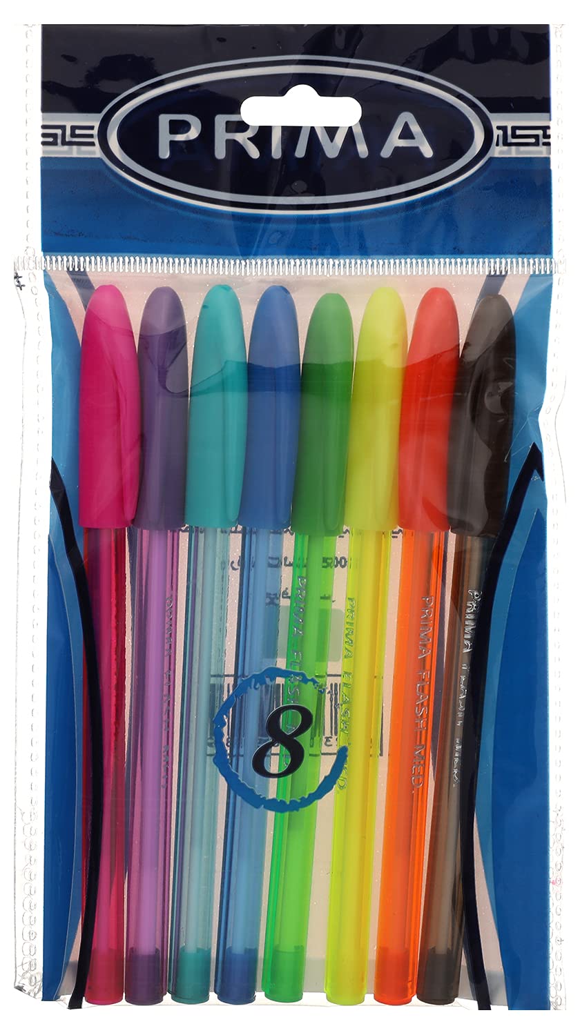 Prima Flash Ballpoint Pen Set of 8 Assorted Colors