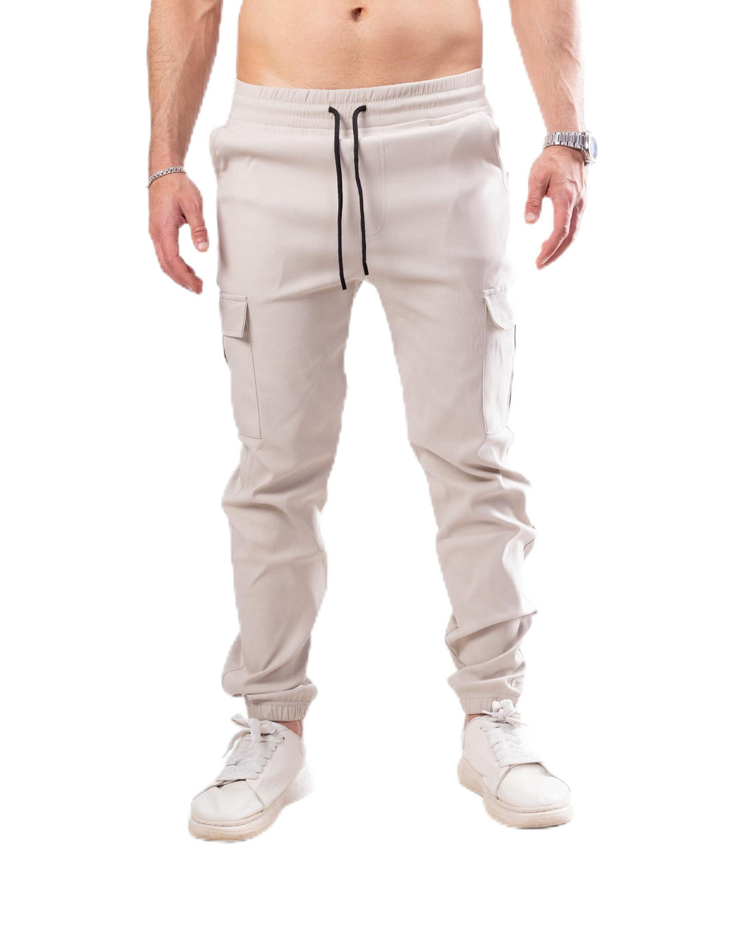 Premium Bengaline Cargo Sweatpants for Men – Minimalist Relaxed Fit Joggers – Multi-Pocket Casual Trousers