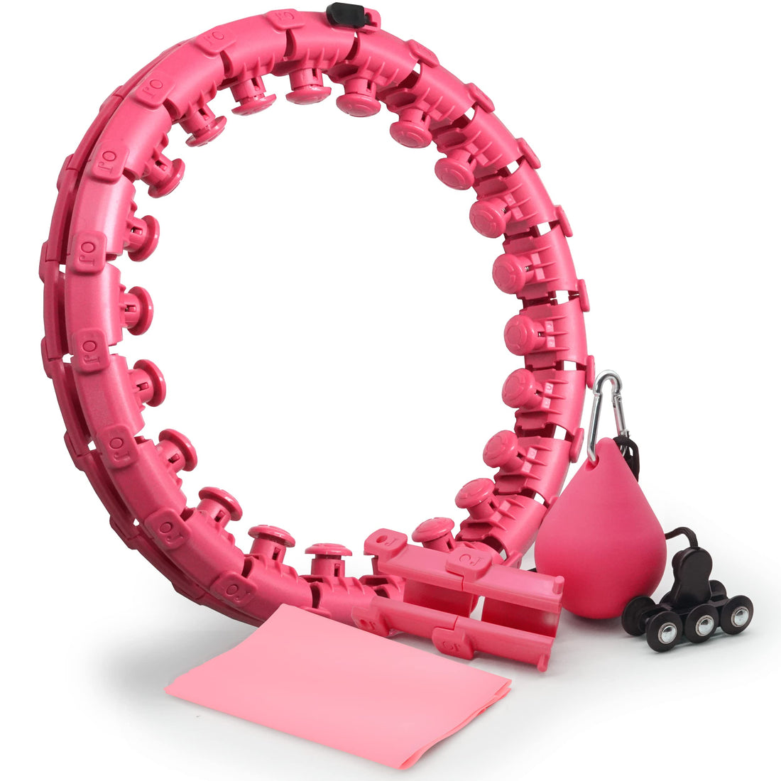 Smart Weighted Hula Hoop for Adults Weight Loss with Resistance Band - 24 Detachable Knots Fitness Hoop, Adjustable Size with Auto-Spinning Ball, Best Exercise Hoola Hoops Plus Size