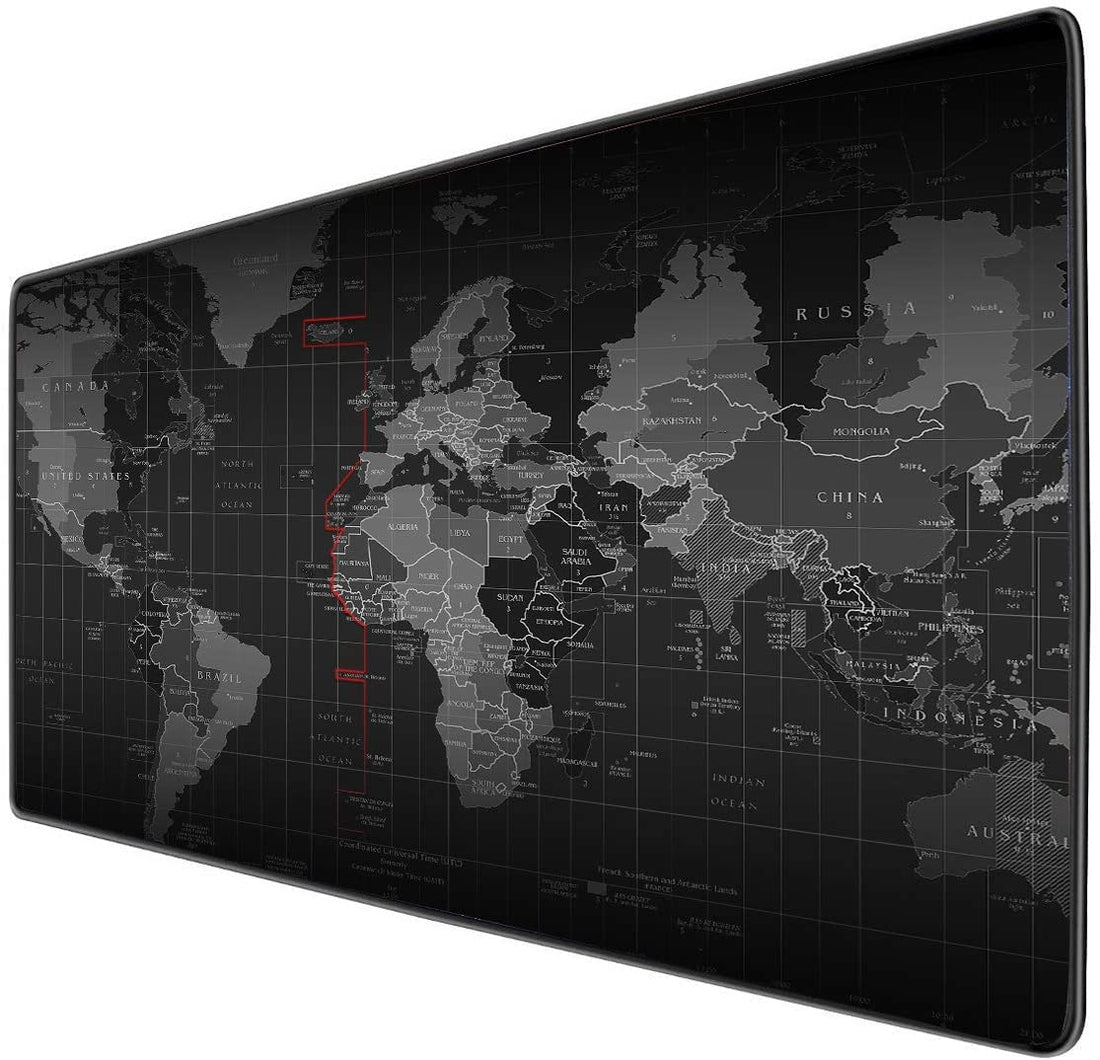 World Map Gaming Mouse Pad (900x400x4mm) Anti-Skid Extended Large World Map Keyboard and Mouse Pad (Size: XXL)