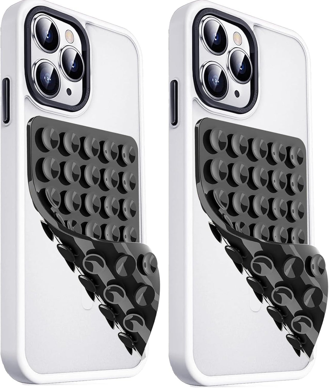 2 Pack Silicone Suction Cup Phone Case - Mount Double Sided, Phone Accessories Hands-Free Strong Grip Holder for Selfies and Videos, Silicon Phone Stand(Black)