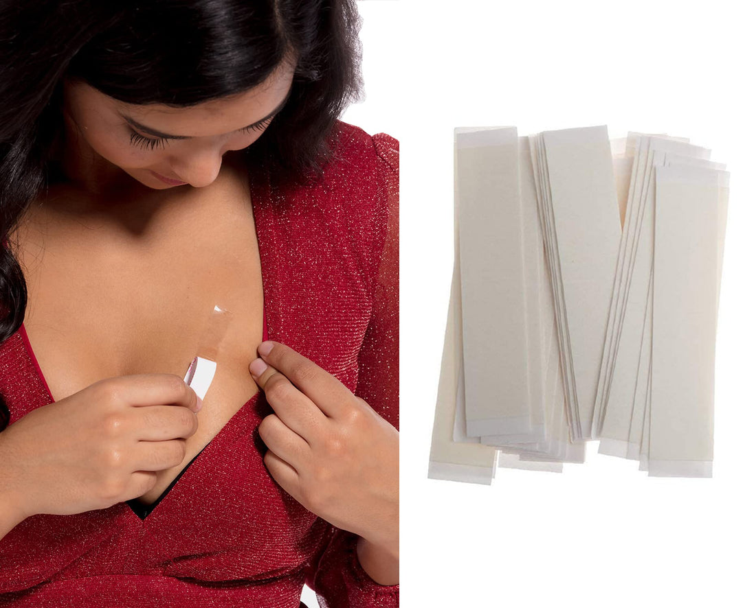 Double Sided Tape for Clothes Bra Stickers One-off Body Skin Tape,Invisible Clear Bra Clothing Tape Strips 15x85mm (Fabric & Skin Friendly)(36,72,108 & 144 Pc)