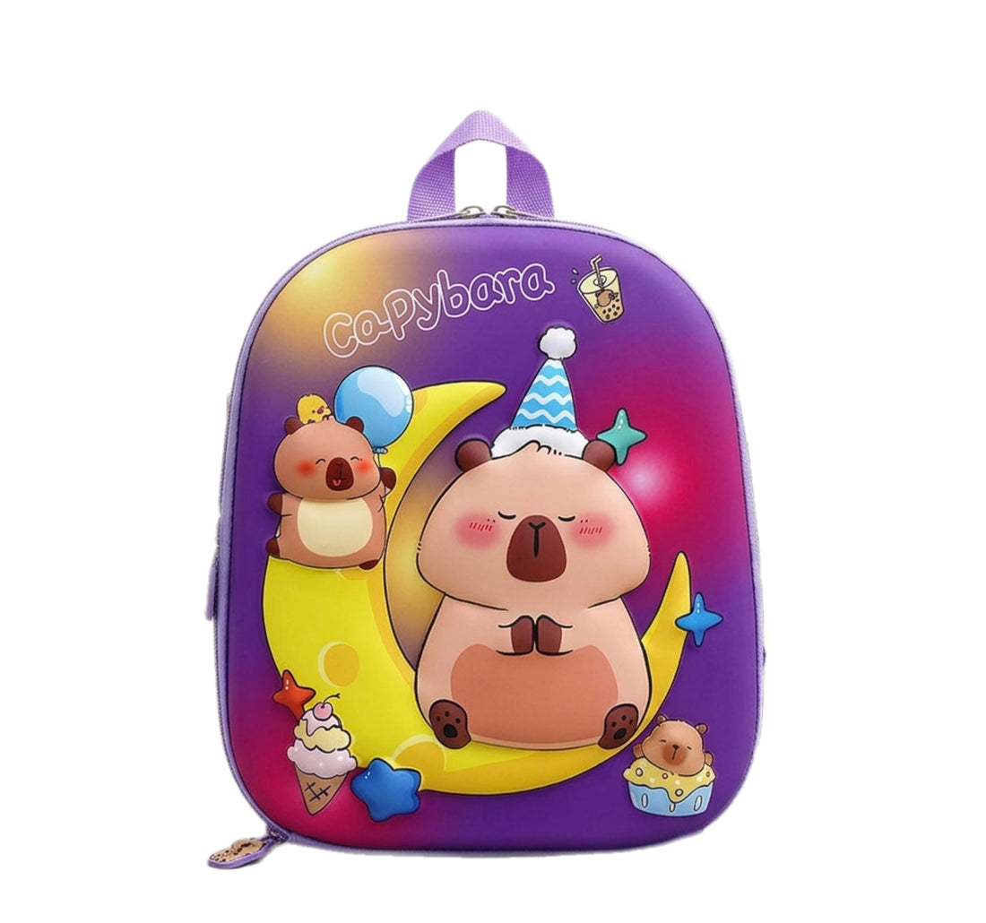 Kids Backpack, Purple, Cartoon 3D Design, for Nursery