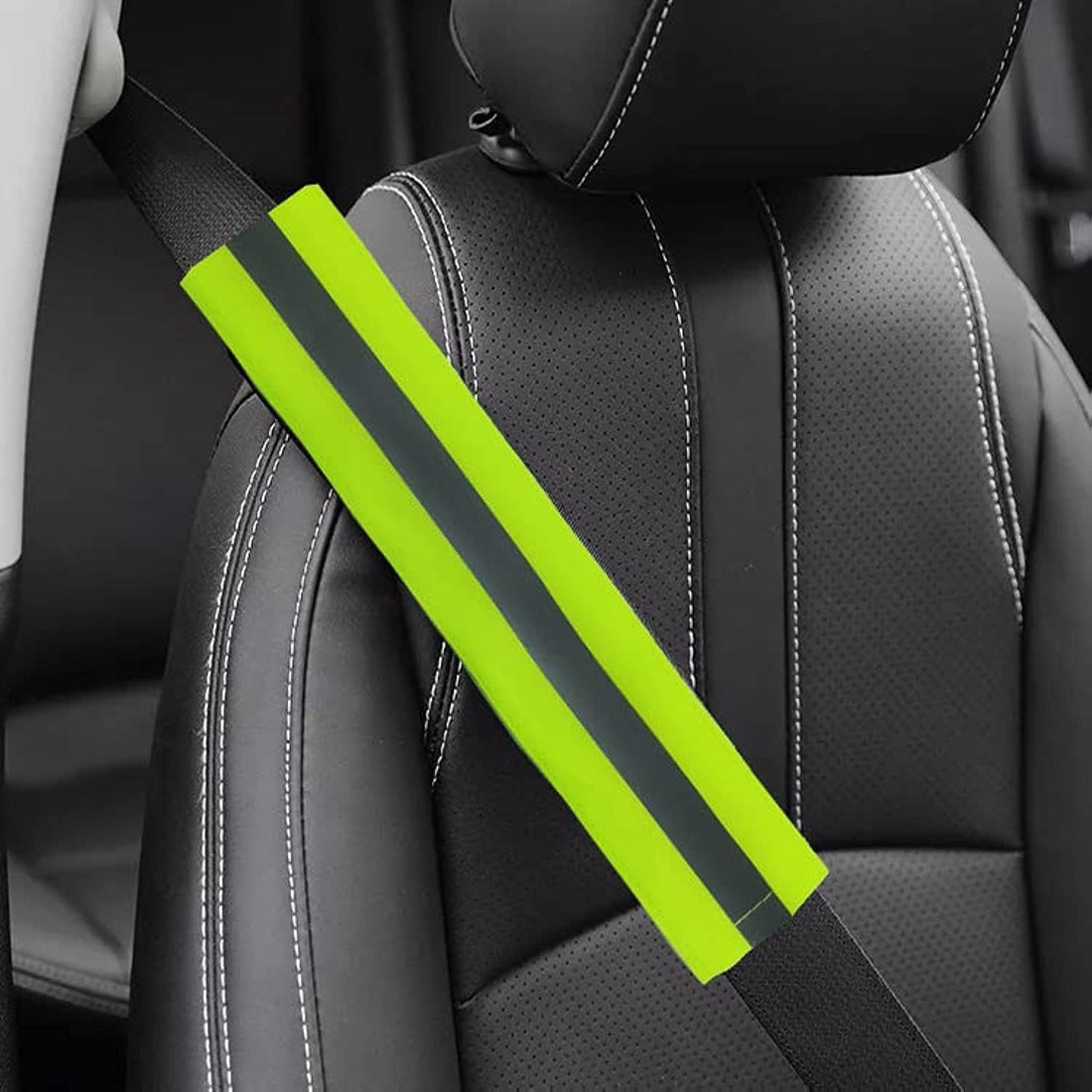 MAXSTORE 2 Piece Car Seat Belt Cover Fluorescent Yellow Fit All Cars
