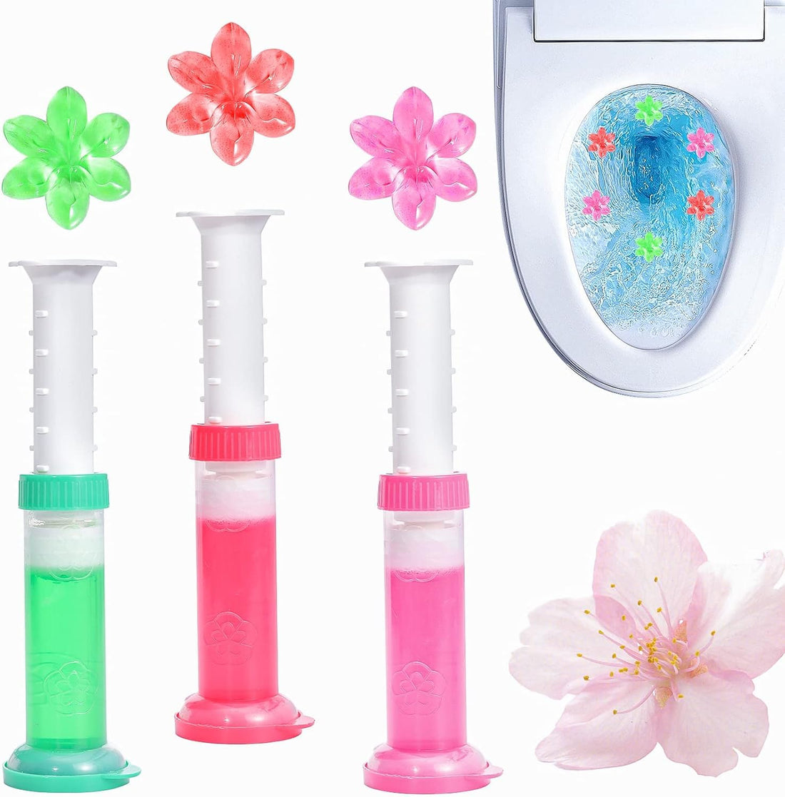 Gel Syringe for Toilets and Bathrooms, 3-in-1 Cleaner and Disinfectant Cleaner, Long Lasting Adhesive Formula, Up to 14 Doses (2 Pack) Designed to Help Maintain Hygiene and Reduce Unpleasant Odors.