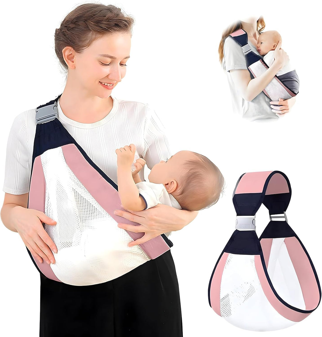 Ushop Newborn and Toddler Sling Sling Sling Adjustable Baby Carrier Half Wrap Waist Carrier One Size Fits All (Pink)