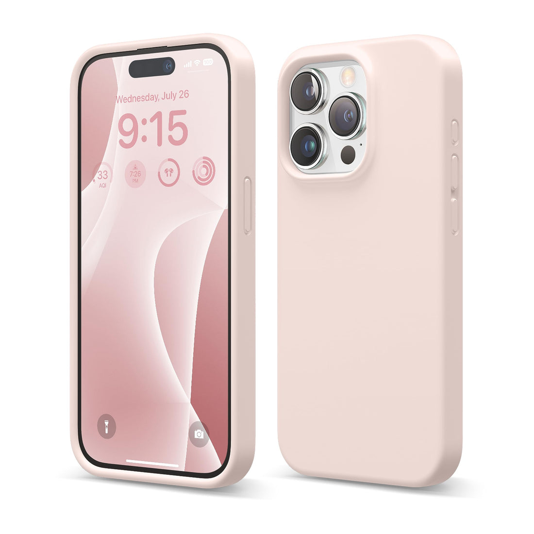 elago Liquid Silicone for iPhone 15 PRO case cover Full Body Protection, Shockproof, Slim, Anti-Scratch Soft Microfiber Lining - Lovely Pink