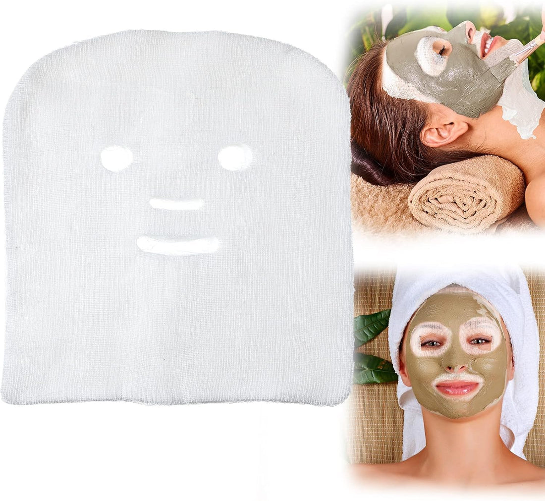 fashion mania 100 Pieces Gauze Mask Large Precut Gauze Face Masks Soft Gauze Face Pads White Net Face Gauze Mask Natural Spa Gauze Facial Mask Facial Skin Paper Sheet Gauze for Home Beauty Salon DIY