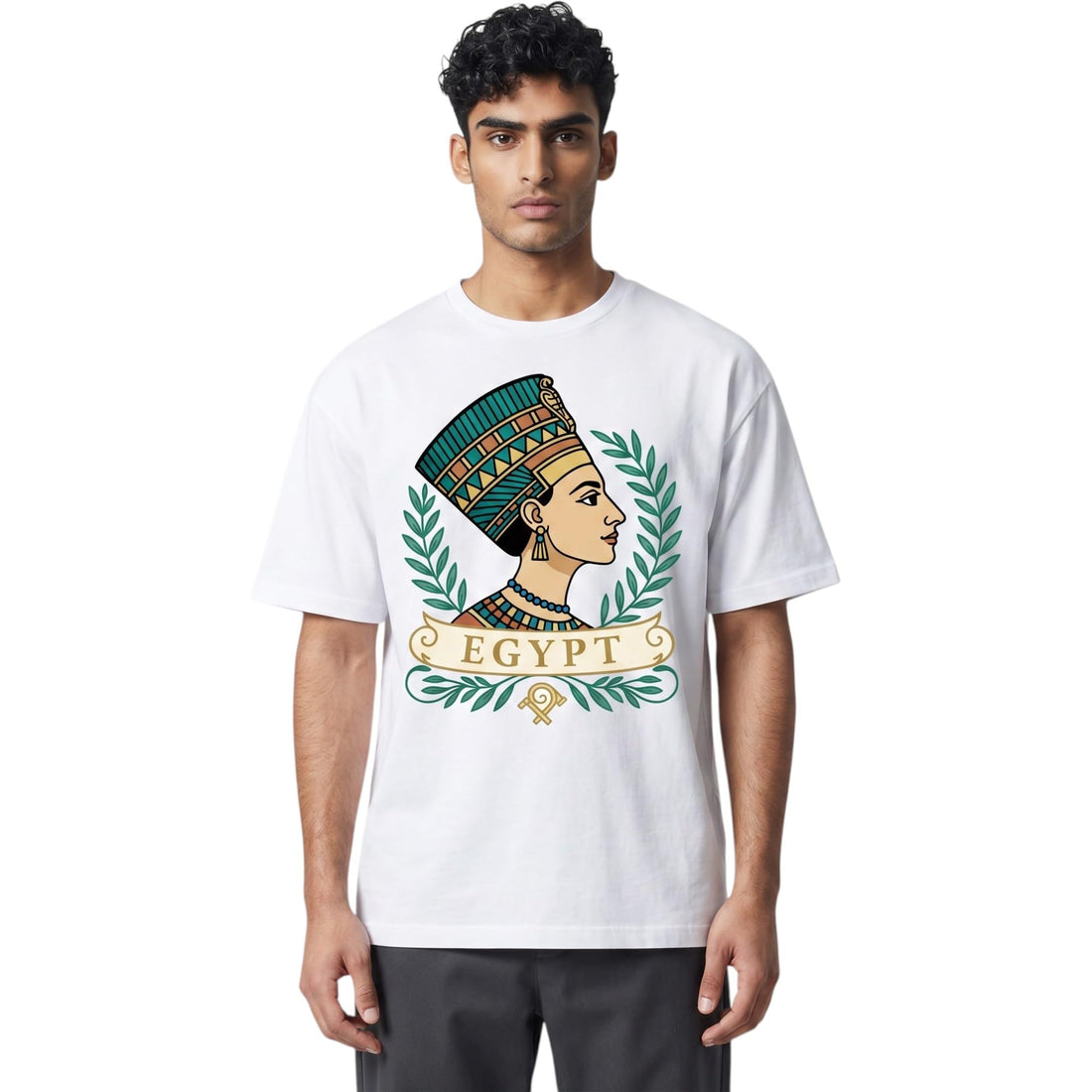 Ancient Egypt Graphic T-Shirt Unisex | Egyptian Pharaoh Hieroglyphic Cotton Tee | White Short Sleeve Streetwear Shirt | Egypt Gift for Men & Women