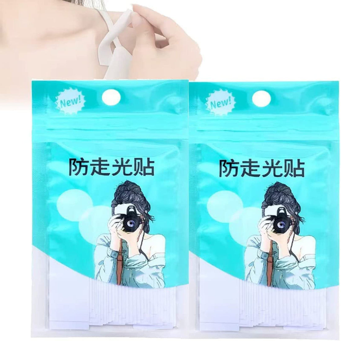 QWEN Anti-Naked Invisible Chest Patch, Double Sided Tape for Clothes, Fashion Tape for Women, Clear Fabrics Tape, Body Tape for Securing Fabric and Dresses (1 Pack, M)