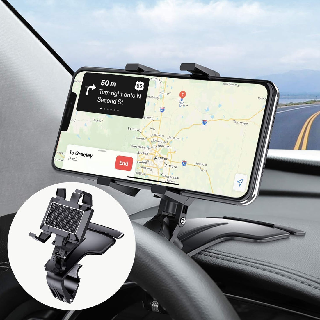 Car Dashboard Mobile Phone Holder Clip 1200 Degree Rotation Adjustable Clip for 4 to 7 inch Smartphones (id:3240) - KaberMisr 2020