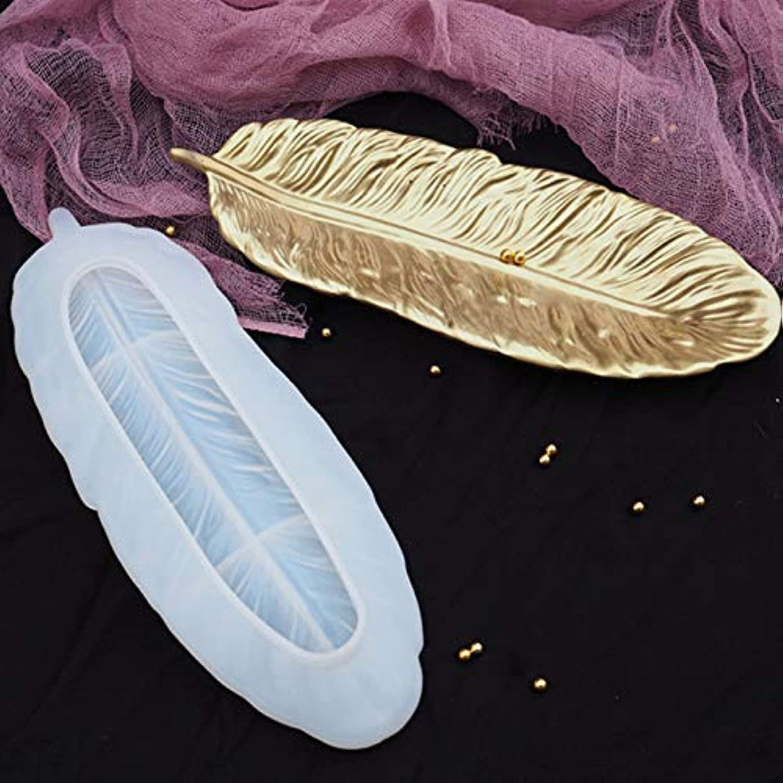 Angel Wings Large Feather Shaped Resin Tray Mold for Epoxy Casting - Silicone Mold for DIY Crafts, Jewelry, Keychains, Storage Holder