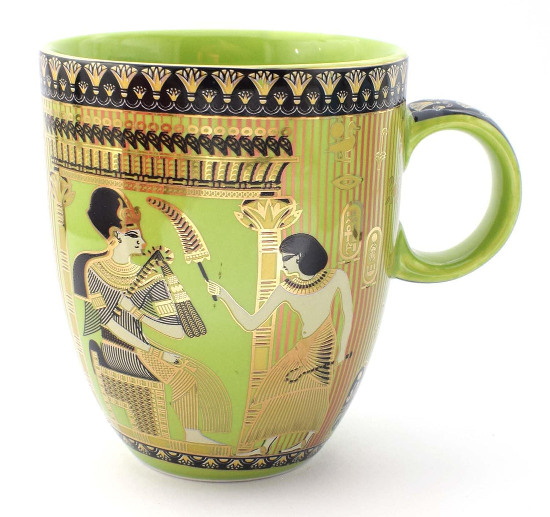 immatgar pharaonic tea and coffee mug ancient Egyptian souvenirs gifts for women men from Egypt (king - Green - 250 MM)