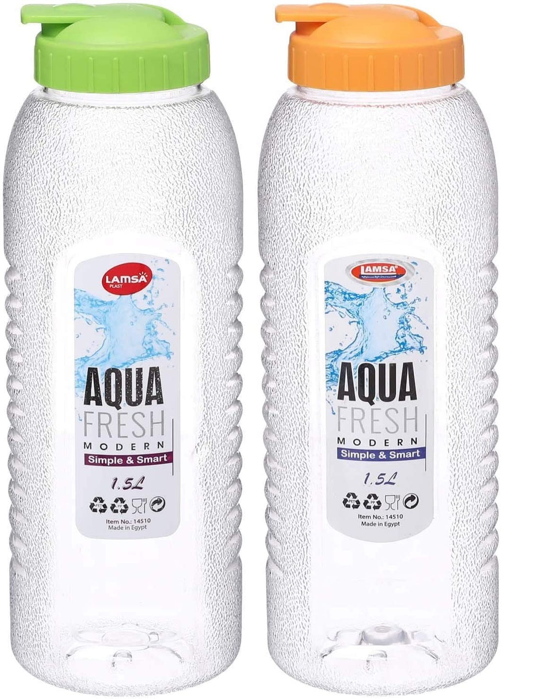 Luscblast aqua fresh plastic water bottle, 5 liter 2 pieces - multicolor, 1.5 l