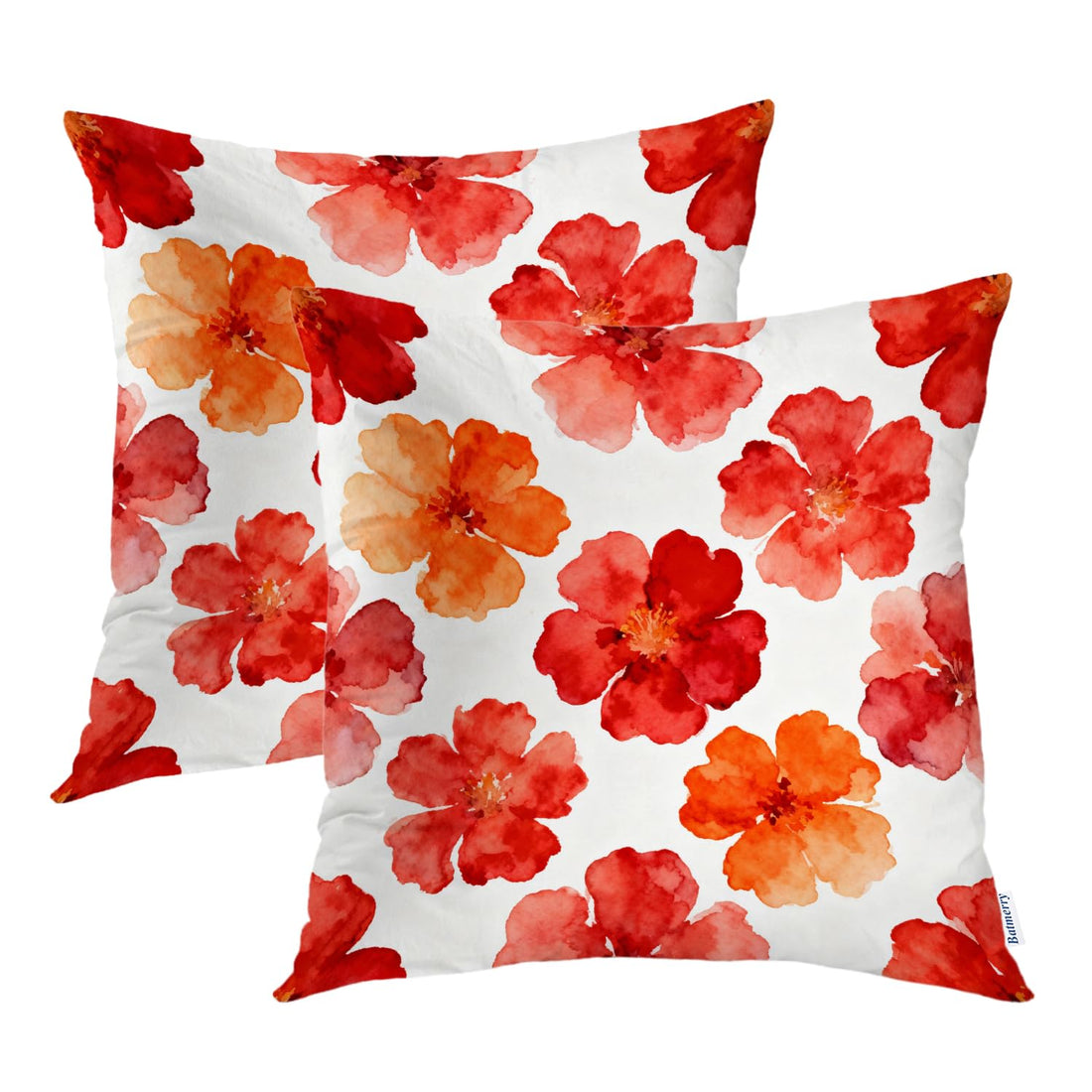 Batmerry Spring Pillows Decorative Throw Pillow Covers 18x18 Inch Set of 2, Watercolor Abstract Poppy Red Background Double Sided Square Pillow Cases Pillowcase Sofa Cushion