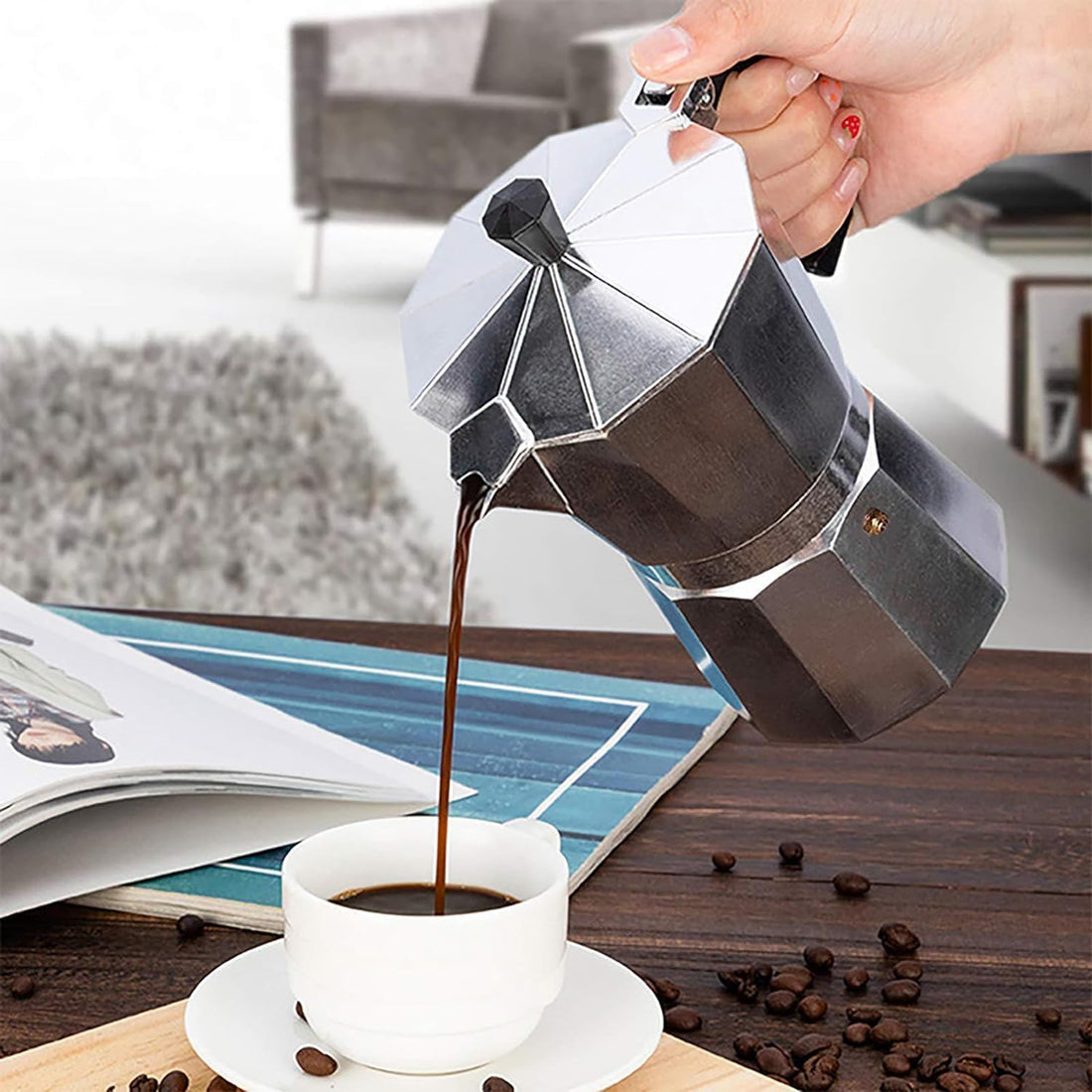 Espresso Maker 6 Cup Stovetop Moka Pot Aluminum Italian Coffee Percolator With Lid Manual Brewer Kitchen Coffee Maker