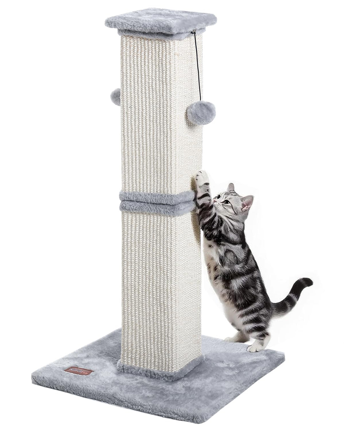 Karolpar Cat Scratching Post, 33Inch Tall Cat Scratch Post for Indoor Cats Adults and Kitten, Sisal Cat Scratcher with Hanging Balls