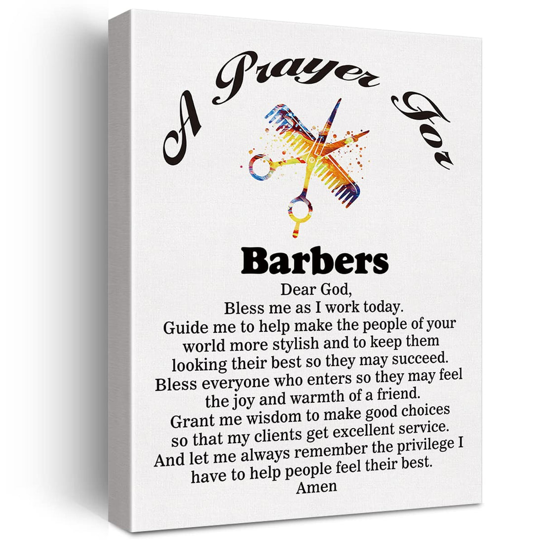LEXSIVO a Barber's Prayer Canvas Home Wall Art Decor Barber Gift Painting 11.5x15 Barbershop Poster Framed Ready to Hang