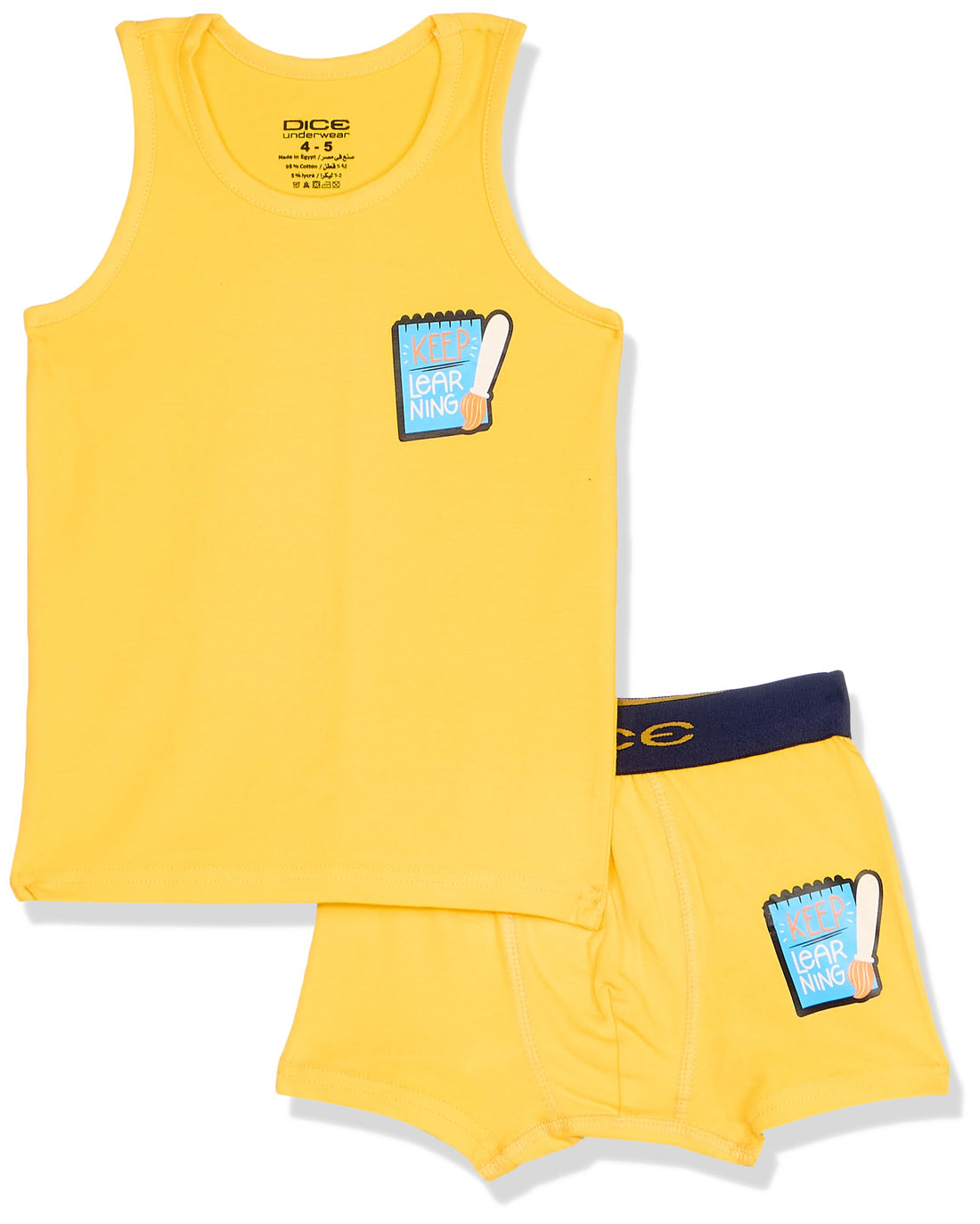 Dice Boys Tank Top with different prints and Boxer Shorts,Yellow 6-7 Years