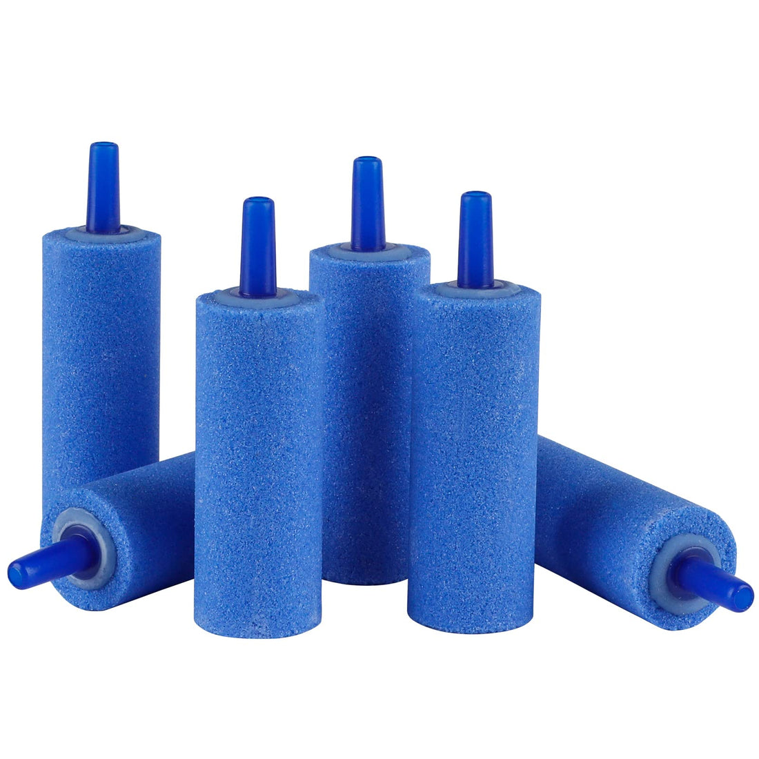 Pawfly 6 Pcs 5 cm Fish Tank Air Stone Cylinder Blue Aquairum Bubble Diffuser Release Tool for Nano Air Pumps Small Airstones for aquairums Buckets and DWC Reservoirs