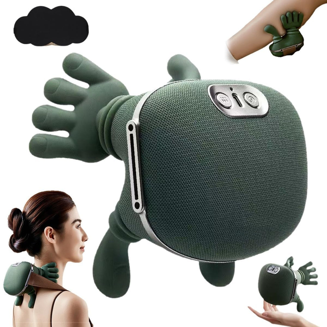 SEAHELTON Bionic Heated Massager, Wireless Portable Shiatsu Neck and Back Massager, Electric Deep Tissue 4D Kneading Massage, Simulated Human Hand Design for Pain Relief and Muscle Relax