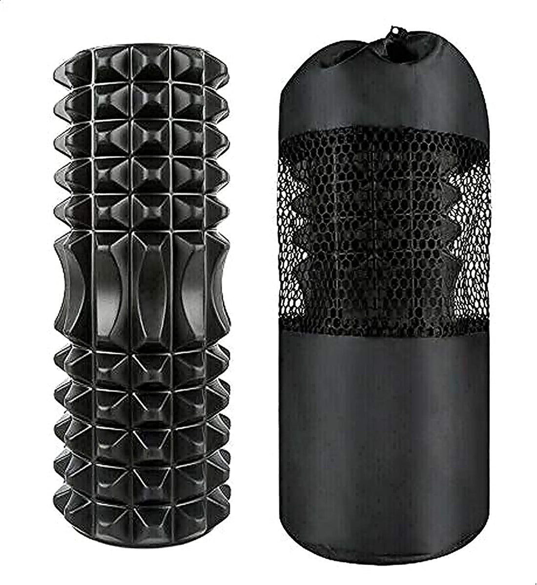 Yoga Massage Foam Roller With a Carrying Bag Moon Shaped - Black