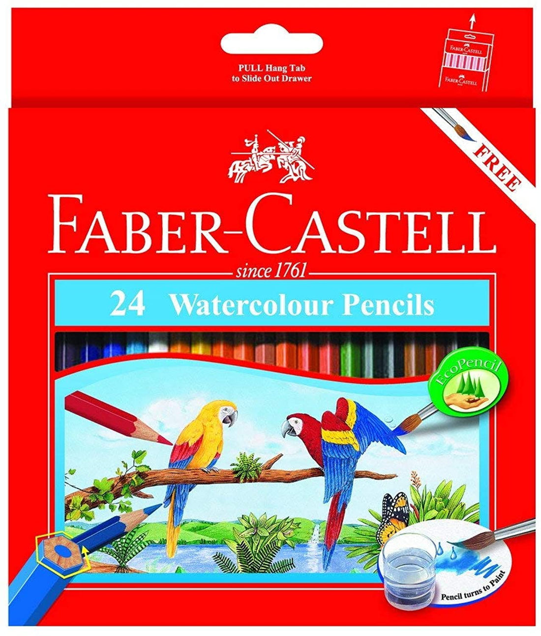 Faber-Castell 114464 Long Watercolor Pencils - Set of 24