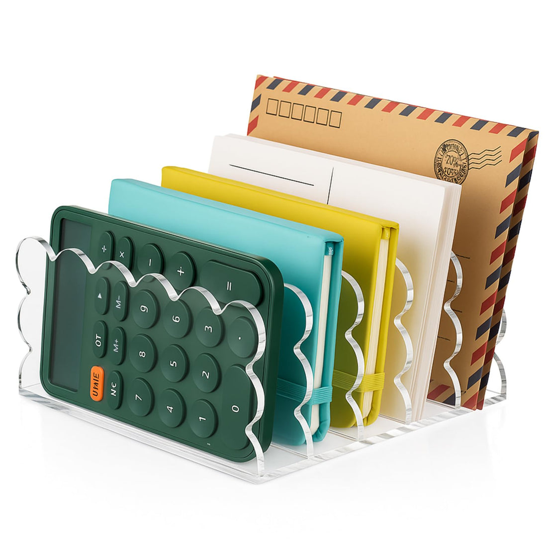 BEST MEDIA Clear Desktop File Organizer, Acrylic File Holder with 5 Compartments, Transparent Mail Letter and Paper Storage Rack for Office, School, Home Desk Organization,Polished Finish, Transparent