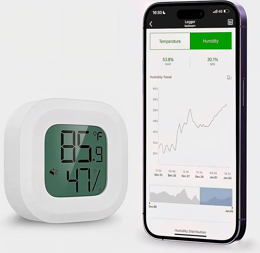 SMART Bluetooth 5.0 DATA LOGER Thermometer Hygrometer, App Control Temperature Humidity Monitor Meter PDF REPORTS Accurate Temperature Sensor Monitor, Funtion Alerts for iOS/Android
