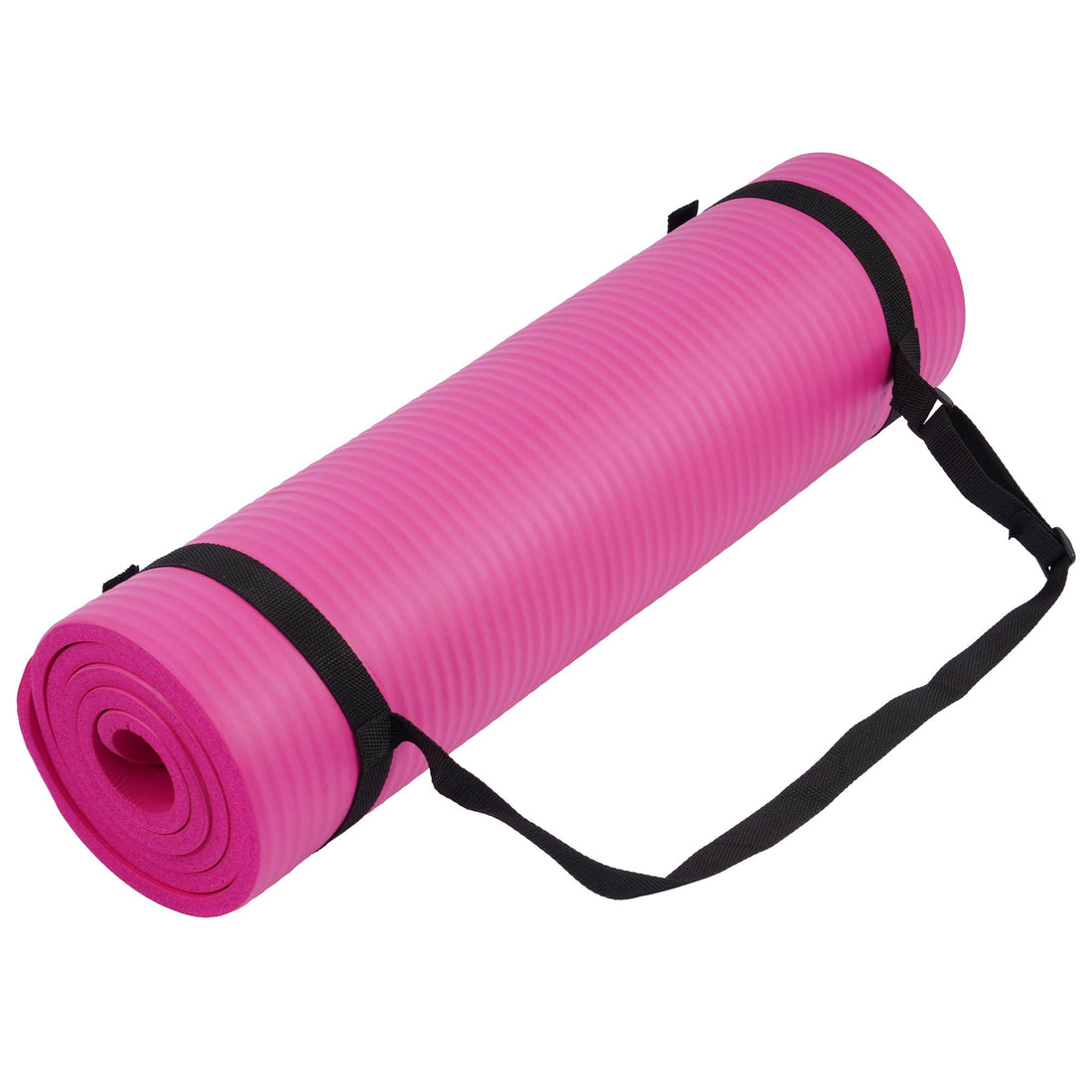 Signature Fitness All Purpose 1/2-Inch Extra Thick High Density Anti-Tear Exercise Yoga Mat with Carrying Strap, Pink