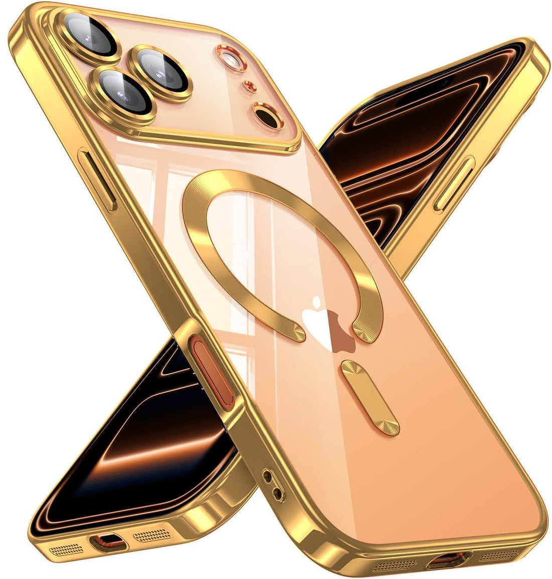 Grabist Magnetic case Compatible with iPhone 17 Pro Max, Full Camera Protection with lens, Compatible with wireless charging, Transparent Shockproof slim Protective Case (Gold)