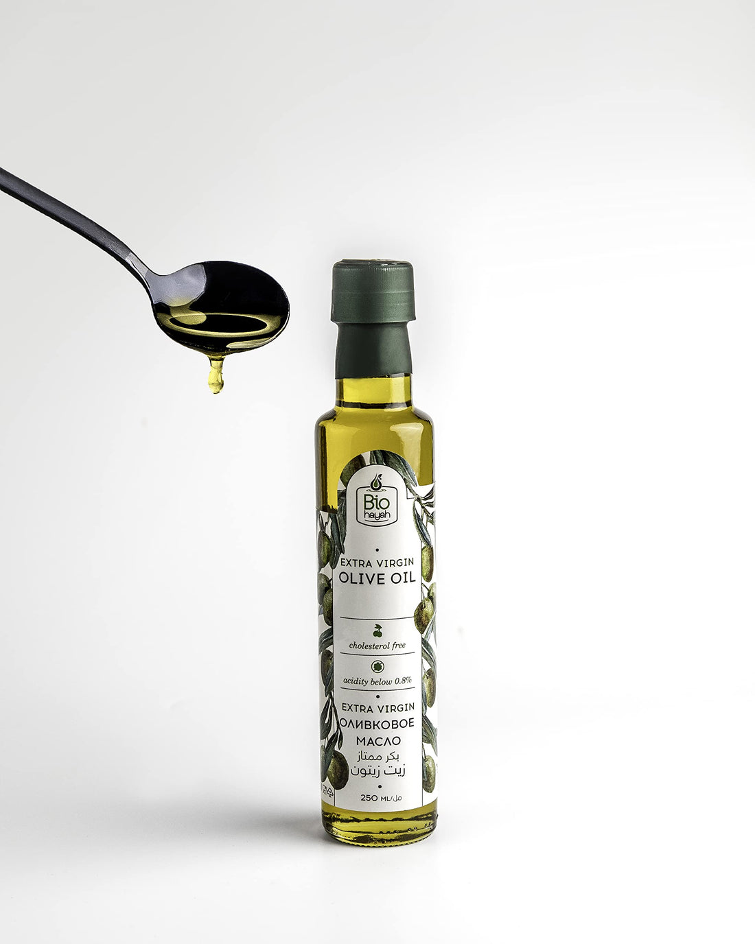 Biohayah Extra Virgin Olive Oil 250ml – 100% Pure Cold Pressed Edible Olive Oil – Rich in Antioxidants – Healthy Cooking Oil for Daily Nutrition, Hair & Skin Care