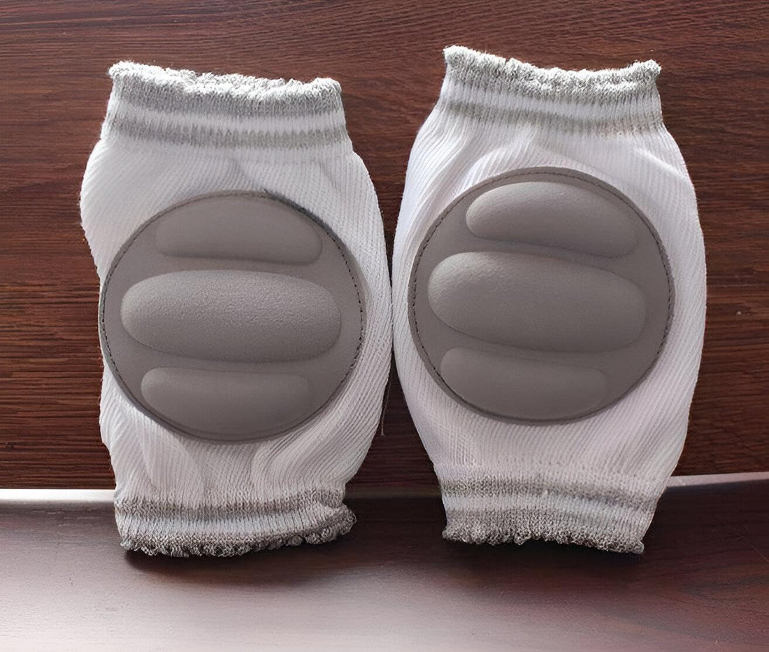 Safety Gear - Flexible and slip-resistant knee and elbow pads designed for young children, ensuring comfort and protection during crawling and active play, suitable for all little adventurers. (Gray)
