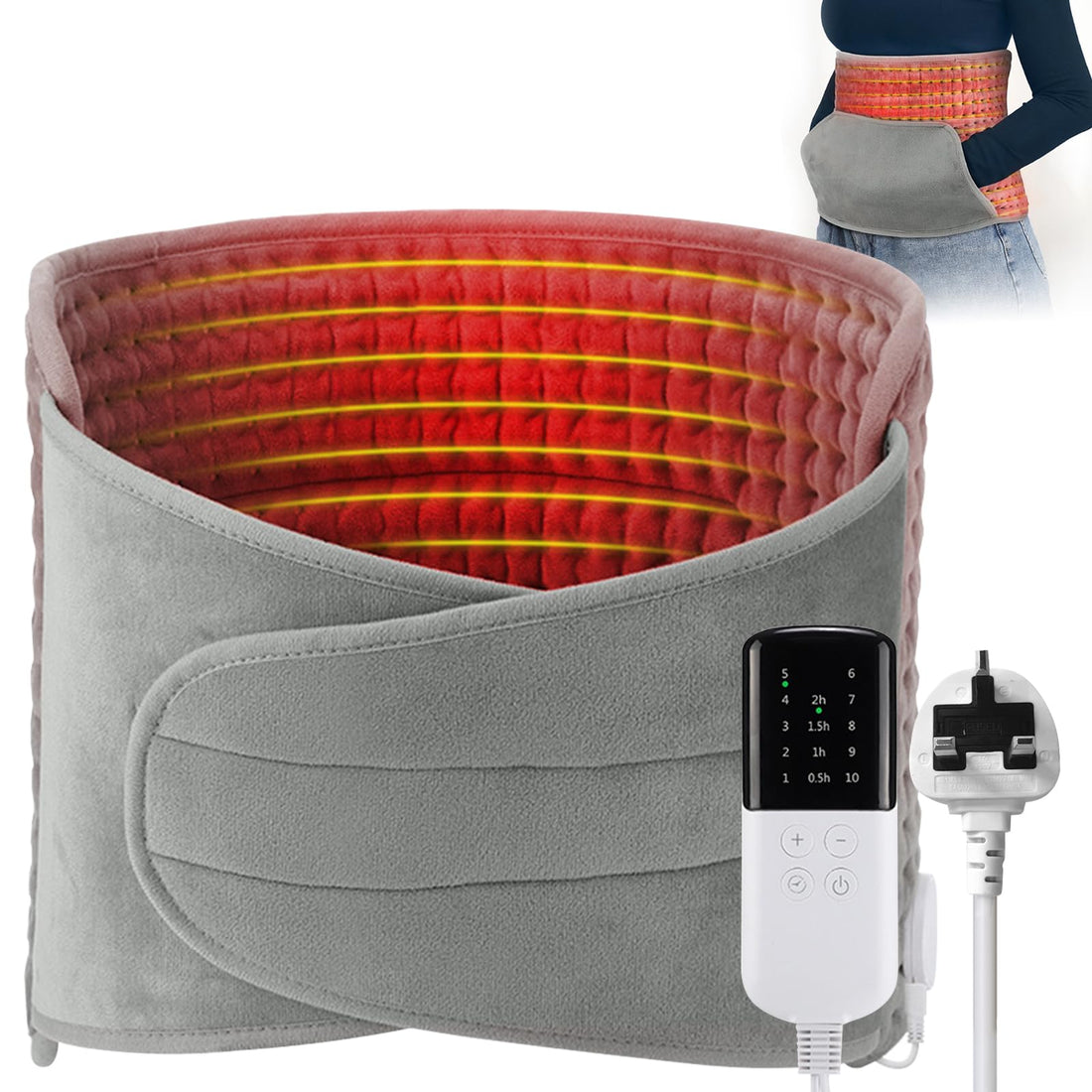 Necomi Electric Heating Pad for Back Pain Relief, 10 Heating Levels & 4 Timer Auto Off, Fast Heating Pad with Hand Pocket, for Relieve Cramps & Muscle Stiffnes