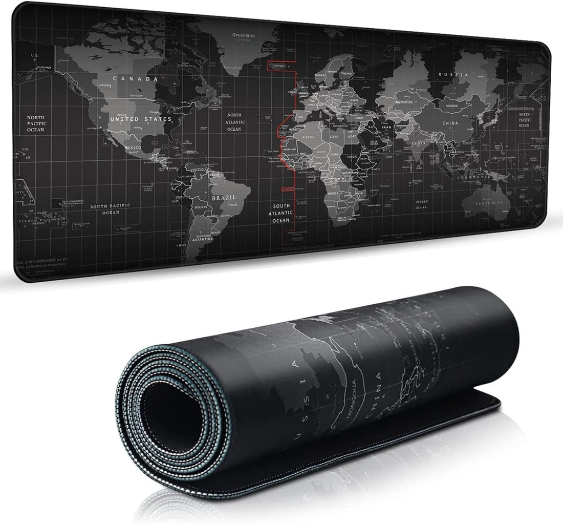 Gaming Keyboard Mouse Pad, Large World Map Computer Mouse Mat with Non-Slip Base, Suitable for Laptop Home Office Waterproof Mousepad 90x40cm