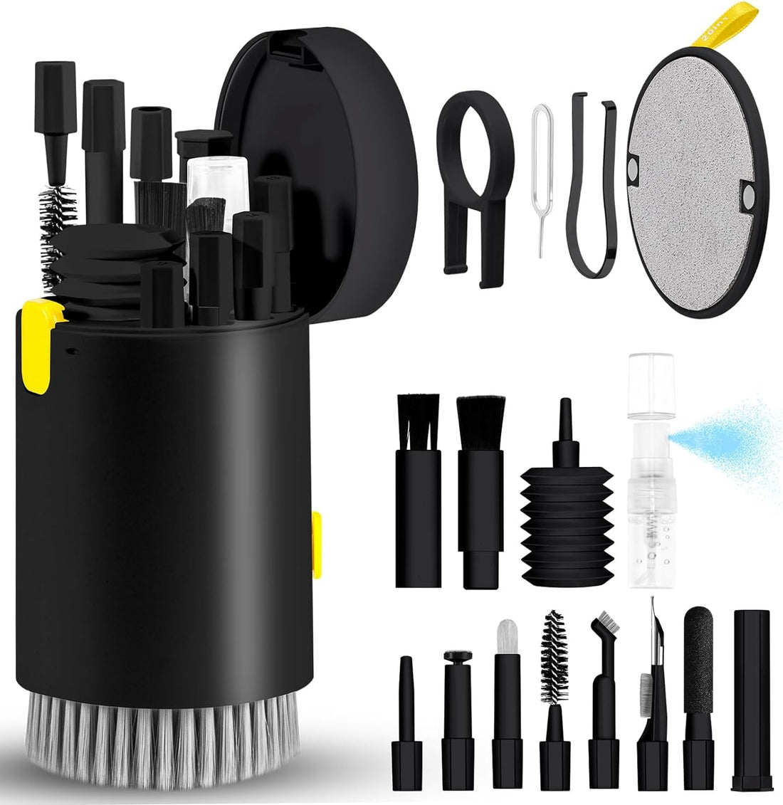 20-in-1 Electronics Cleaning Kit, Multifunction Keyboard Cleaning Brush & Earbuds Cleaning Tool Set for AirPods, Laptop, Phone, Camera, Tablet, Monitor & Electronic Devices – Black