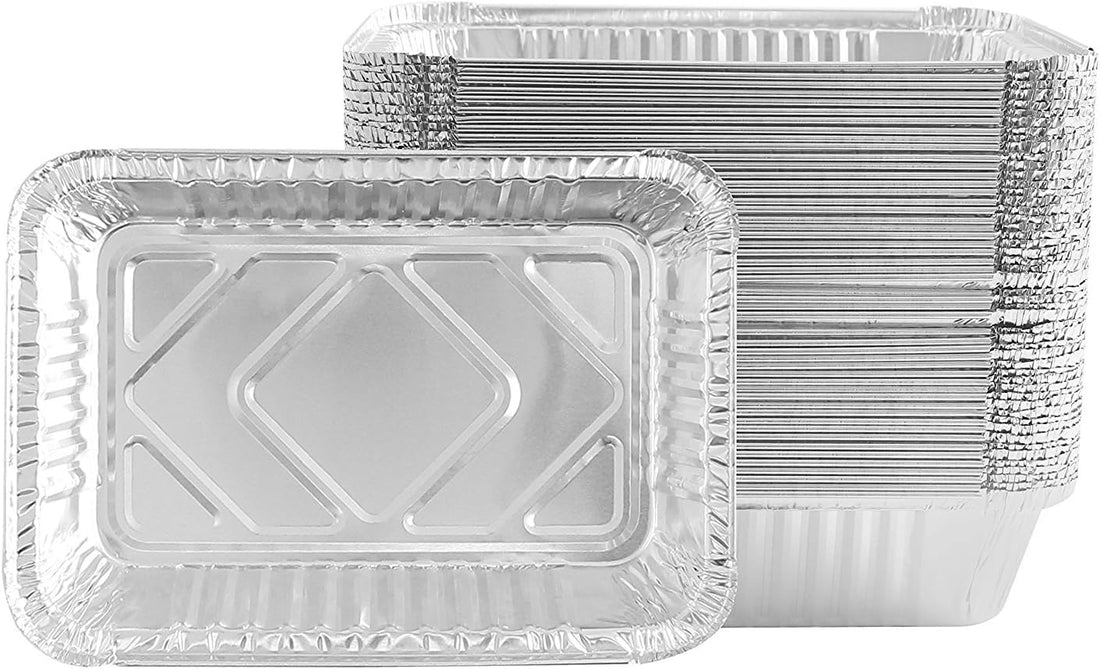 PARTY BARGAINS Aluminum Foil Pans - (50 Pack) 9” x 6” x 2” Premium Quality & Durable Steam Table Pan for Cooking, Baking, Roasting, & Broiling, Excellent for Takeouts, Meal Prepping