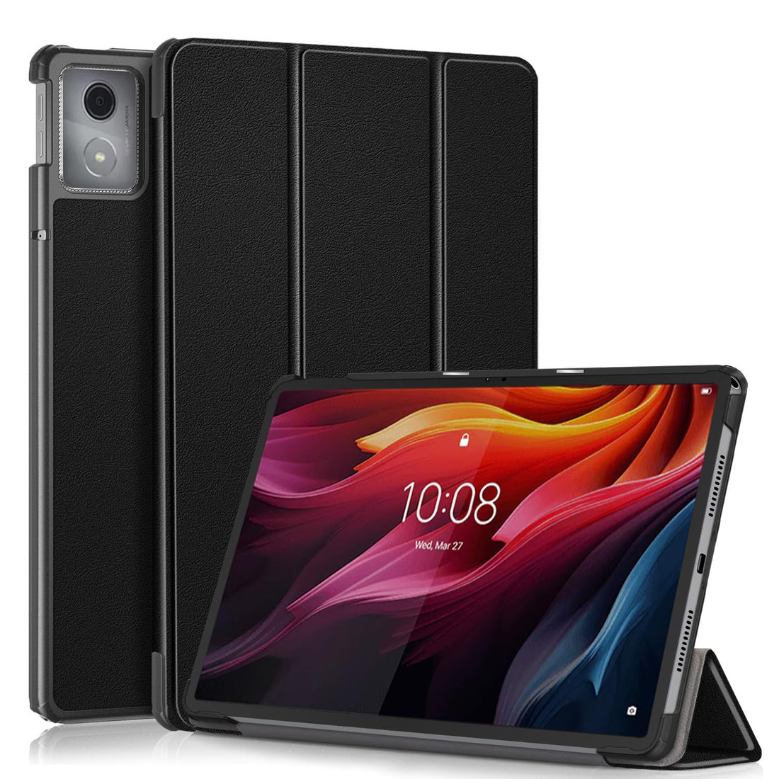 fashion mania Tablet Case for Lenovo Tab K11 Plus 11.45 inch (2024), Tri-Fold Smart Case,Multi-view Bracket, Auto Sleep/Wake (black)