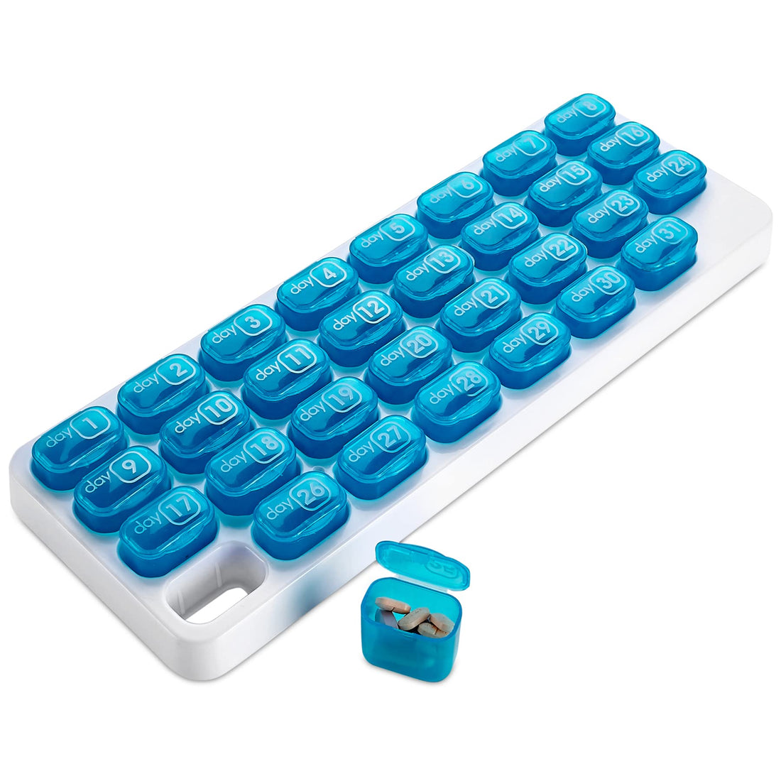 Monthly Pill Organizer - 31 Day Pill Organizer with Large Removable Medication Pods, Portable Pill Case Box and Holder for Daily Medicine and Vitamins, Great for Travel by