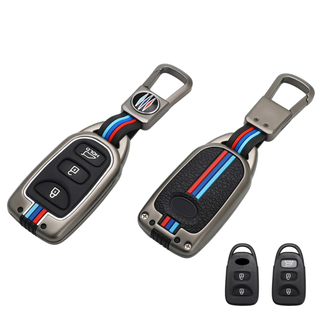 Silicone Key Fob Cover with Metal Frame - Compatible with Hyundai Elantra Genesis Sonata Kia Sorento Forte Optima Rondo Spectra - Full Protection Key Case
